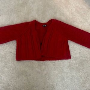 red cropped christmas sweater with buttons